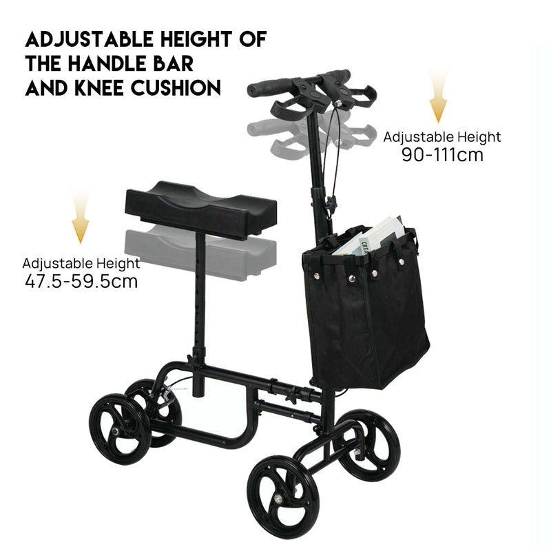 Load image into Gallery viewer, Foldable Knee Walker Scooter Mobility Alternative Crutches Wheelchair w/ Basket
