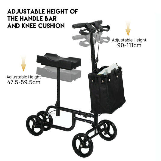 Foldable Knee Walker Scooter Mobility Alternative Crutches Wheelchair w/ Basket