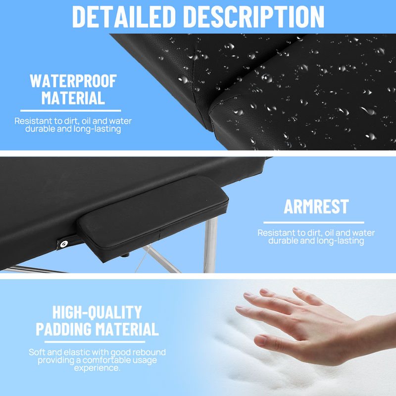 Load image into Gallery viewer, PORIYA 3-Fold Aluminum Massage Table Portable Folding Spa Beauty Therapy Massage Bed
