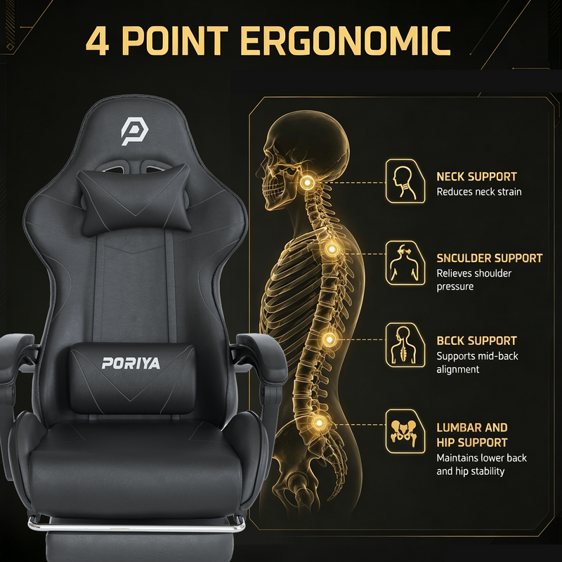 Load image into Gallery viewer, PORIYA Gaming Chair Home Office Computer Seat Racing PU Executive Recliner Chair
