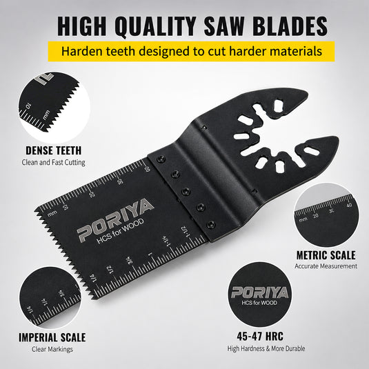 PORIYA 100/200PCS Oscillating Multi Tool Saw Blades Multi Tool Blades for Wood Plastic