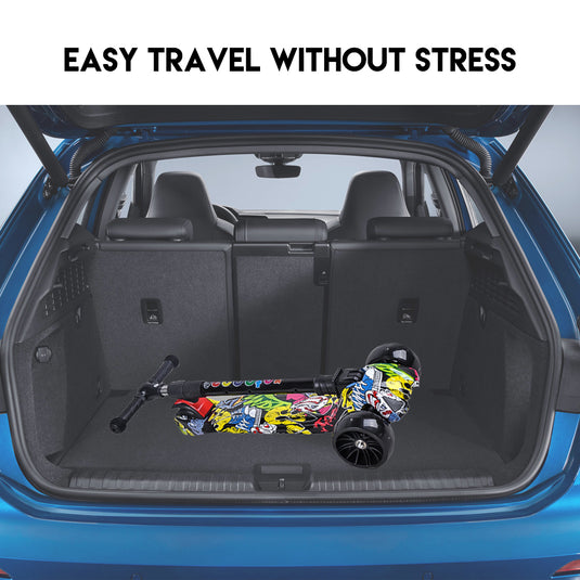 PORIYA Foldable Kids Scooter Adjustable Height Flashing LED Lights 3 Wheels Kick Push