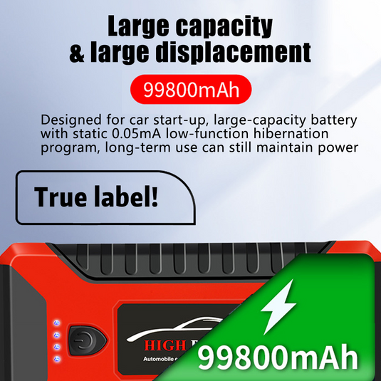 PORIYA 99800mAh Portable Car Jump Starter Booster 12V 1000A Battery Charger Power Bank