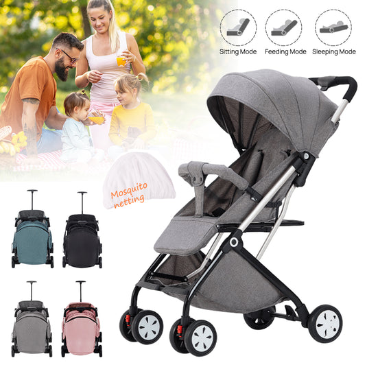 PORIYA Baby Stroller Pram Lightweight Compact Foldable Carry on Plane wi Mosquito Net