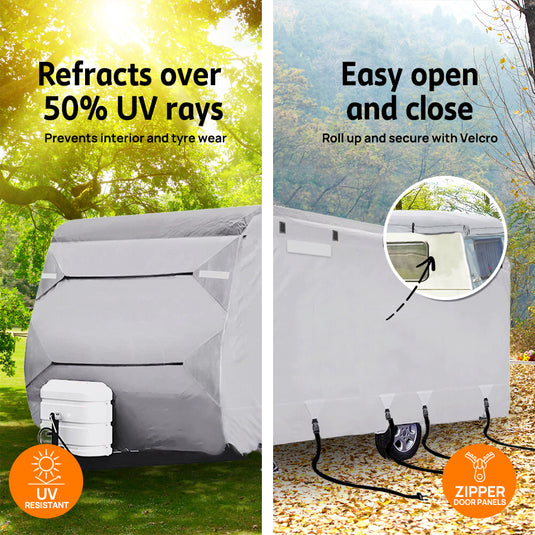 PORIYA 16-24ft Caravan Cover 4 Layer Campervan UV Resistant Waterproof With Bag