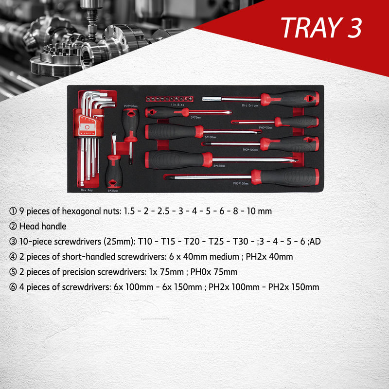 Load image into Gallery viewer, PORIYA 112pcs Tool Box Trolley Tool Set Portable Tool Kit DIY Hand Tool Set

