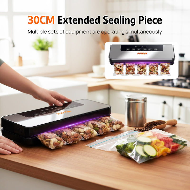 Load image into Gallery viewer, PORIYA Commercial Vacuum Sealer Machine Fresh Dry Wet Food Saver Storage With 30pc Bags
