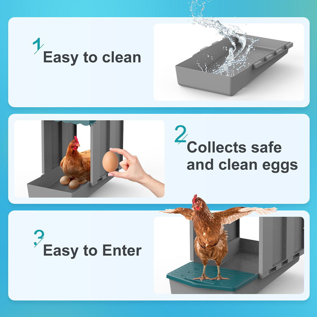 PORIYA 3 Hole Chicken Nesting Box Roll Away Chook Hen Laying Boxes Mod