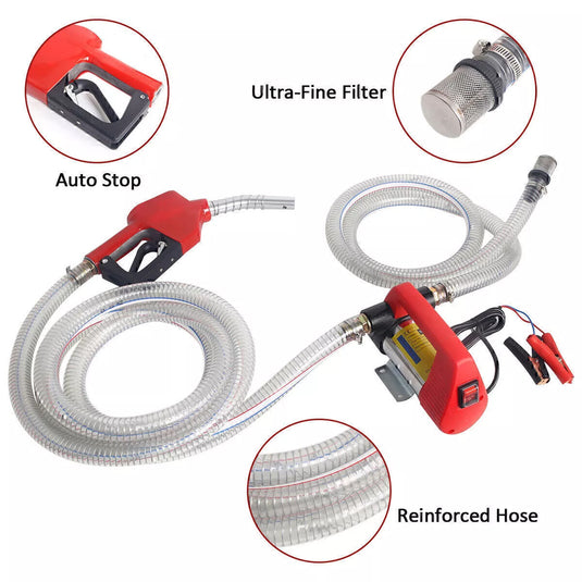 PORIYA 12V Diesel Transfer Pump Extractor Oil Fuel Electric Bowser Auto Car DC 45L/min