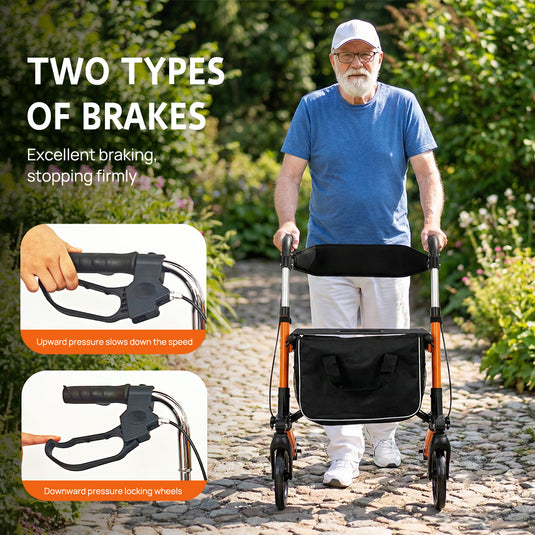 Rollator Walker Aluminium Foldable Walking Frame Mobility Aid Rollator 4 Wheels