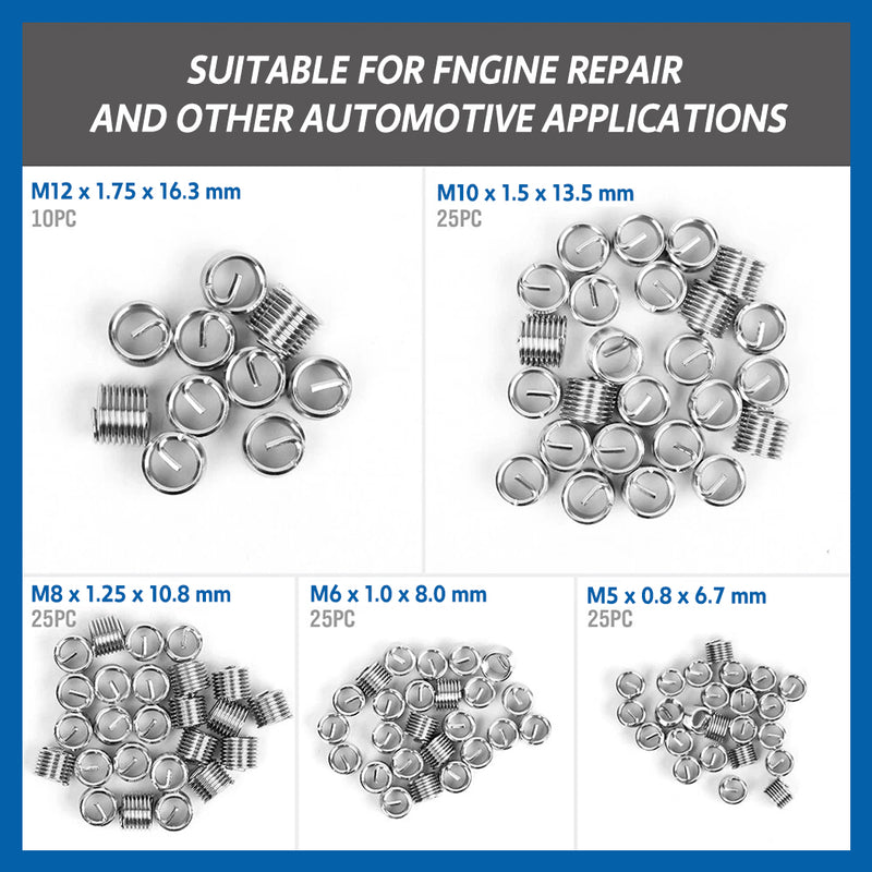 Load image into Gallery viewer, PORIYA Metric Thread Repair Insert Kit Helicoil Coil Tool M5/M6/M8/M10/M12 131/338pcs
