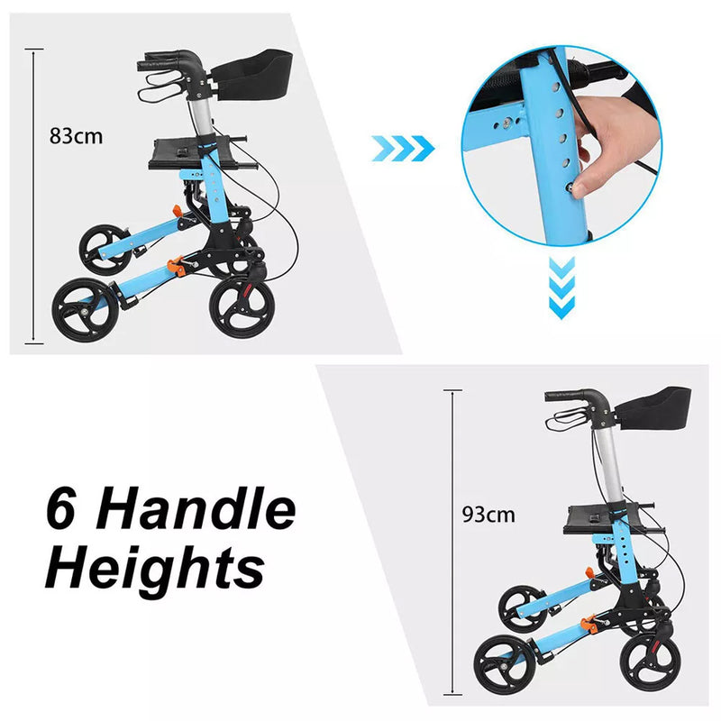 Load image into Gallery viewer, Rollator Walker Aluminium Foldable Walking Frame Mobility Aid Rollator 4 Wheels
