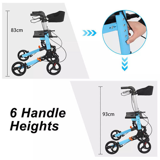 Rollator Walker Aluminium Foldable Walking Frame Mobility Aid Rollator 4 Wheels