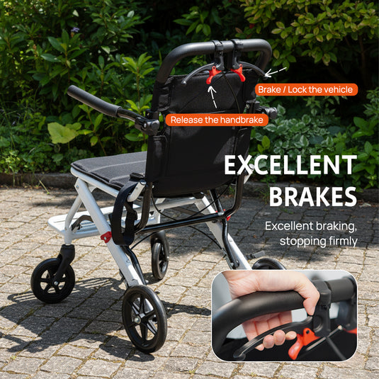 PORIYA Portable Ultra-Light 6.8KG Folding Transport Wheelchair Mobility Aid Wheelchair