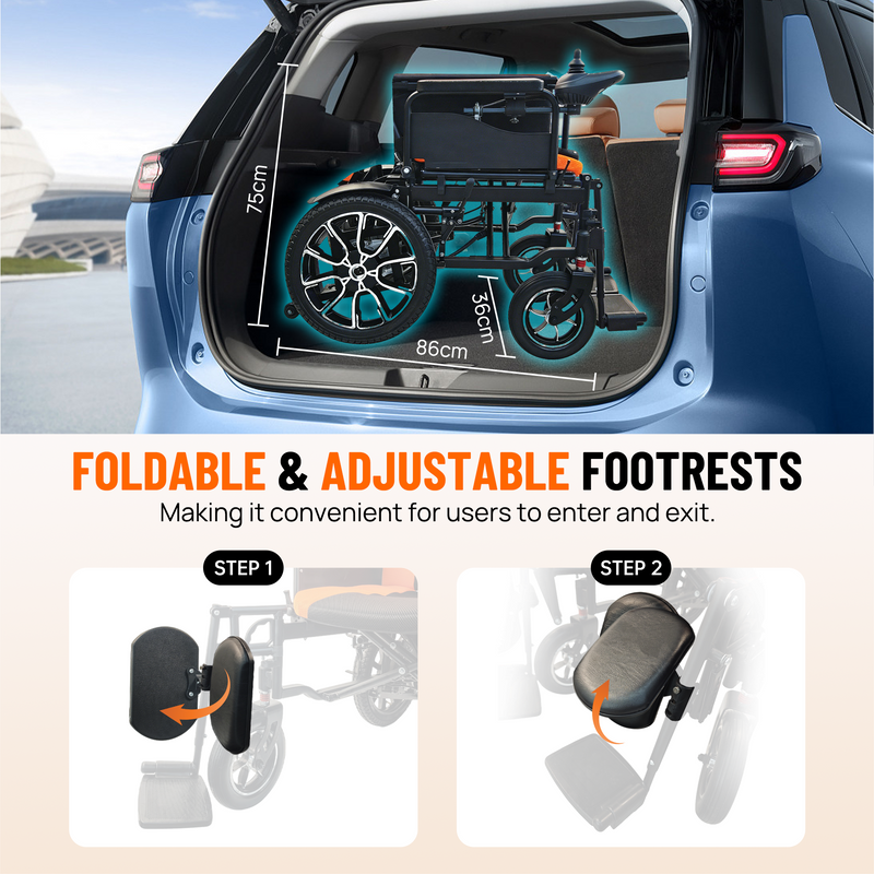 Load image into Gallery viewer, PORIYA Electric Wheelchair Foldable Long Range Recline Wheelchair w/ Headrest
