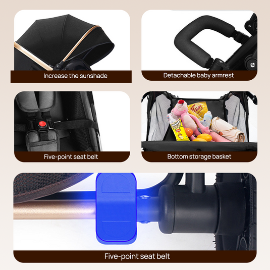 PORIYA Baby Stroller Foldable Pram Bassinet Carriage Infant Travel Pushchair Strollers