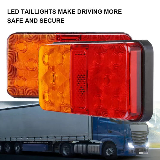 PORIYA LED Trailer Tail Light Kit Pair Plug 8m 5 Core Wire Caravan Ute 7 Pin Flat Set