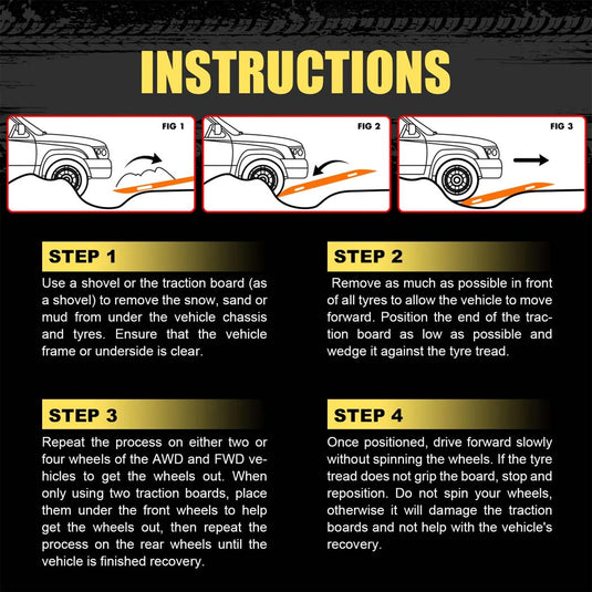 PORIYA 4WD Recovery Tracks Sand Mud Snow Traction Boards Off-Road Device Mat 10T 2PCS