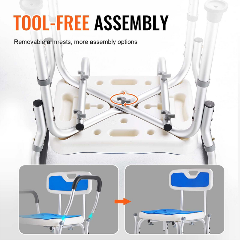Load image into Gallery viewer, Shower Chair Bath Bench Arms Back for Inside Tub Adjustable Height 400lbs
