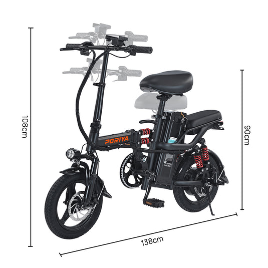 PORIYA Foldable Electric Bicycle 1000W 50KM/H Portable Commuter Travel Bicycle E Bike 48V