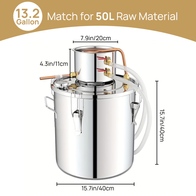 Load image into Gallery viewer, PORIYA Alcohol Distiler 12/19/30/50L Water Wine Brew Copper Coil Moonshinestill w/ Pump
