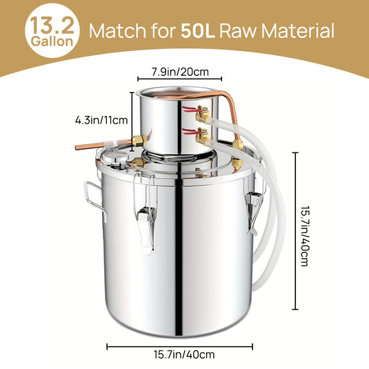 PORIYA Alcohol Distiler 12/19/30/50L Water Wine Brew Copper Coil Moonshinestill w/ Pump