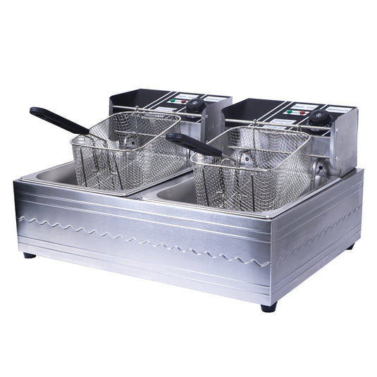 PORIYA Electric Deep Fryer 10L / 20L Commercial Bench Top Single Stainless Steel 2500W