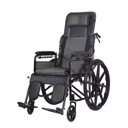 PORIYA 24" Lightweight Foldable Wheelchair 6-Level Recline w/ Dining table Safety Belt