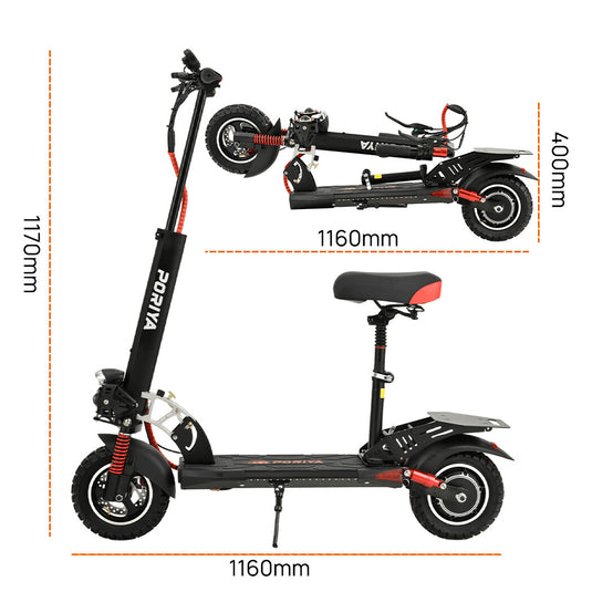 Electric Scooter Off Road 2000W 50km/h Foldable Portable Adult E-Bike W/Tail