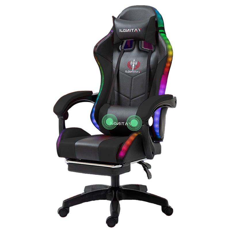 Load image into Gallery viewer, PORIYA Gaming Office Chairs 2-Points Massage Racing RGB LED Leather w/ Footrest

