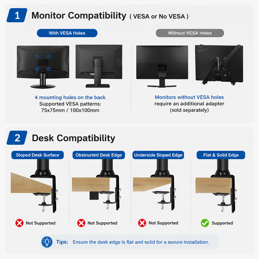 PORIYA Monitor Arm Dual Desk Mount 10-32'' Displays Screen Bracket Holder Black