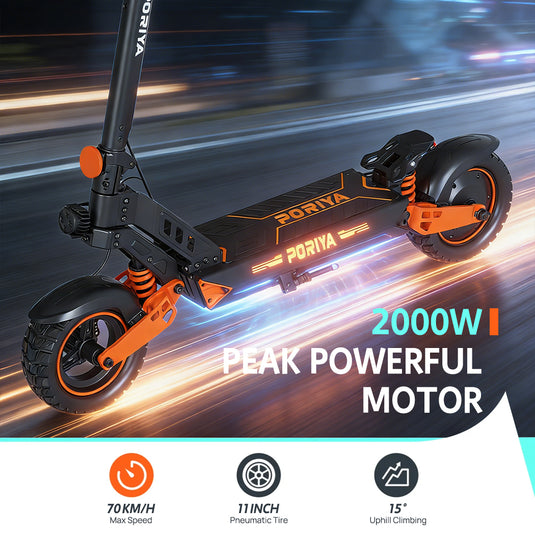 PORIYA Electric Scooter 2000W 70KM/H 60KM Foldable Portable Adult Off Road E-Bike