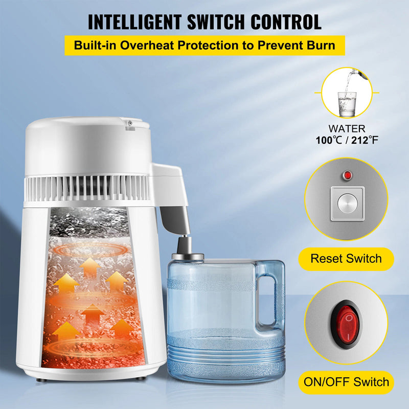 Load image into Gallery viewer, PORIYA 4L Stainless Steel Water Filter Distilled Pure Water Purifier Distiller
