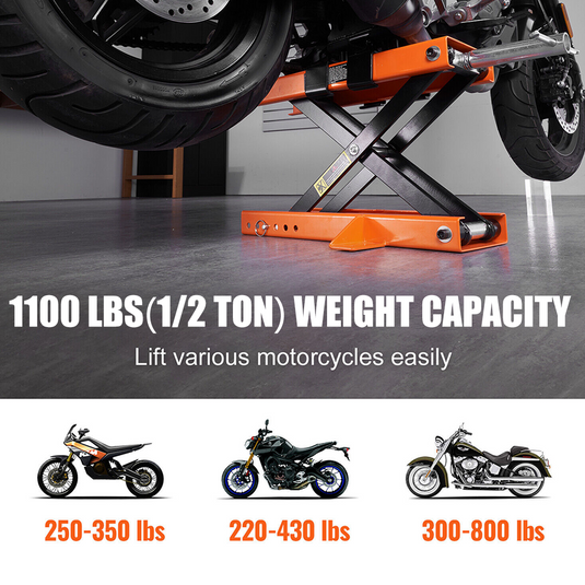 PORIYA 1100lb Motorcycle Scissor Lift Stand 500KG Motorbike Lift Working Bench ATV Jack