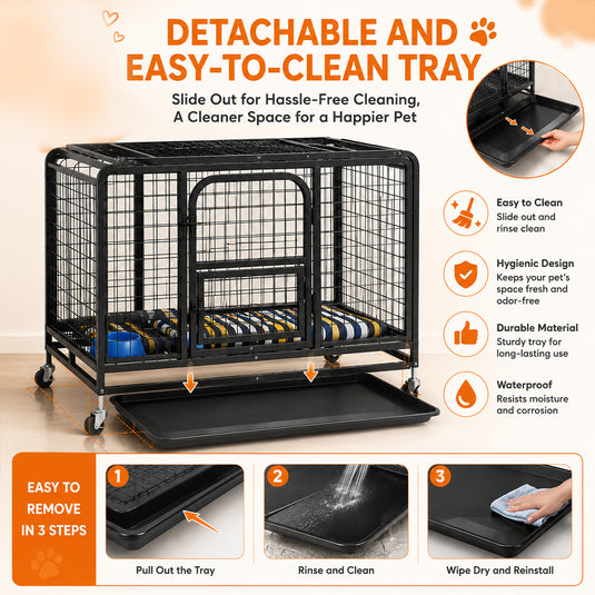 PORIYA Dog Cage Crate Large Kennel Pet Cage Cat Puppy Metal Cage 36" Playpen 4 Rounds