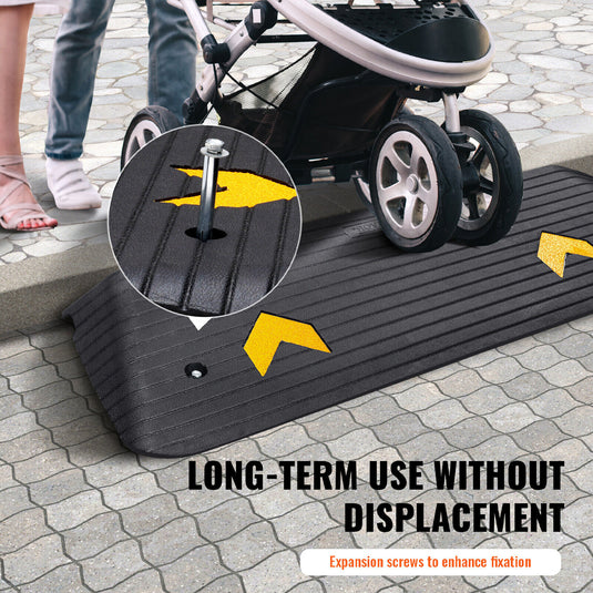 PORIYA Rubber Curb Ramp 90.2x45.7x7.6cm Heavy Duty Kerb Driveway Threshold Ramp 15 Ton