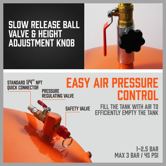 PORIYA 80L Waste Oil Drainer Fluid Change Tank Oil Drain Container Air Operated Mobile