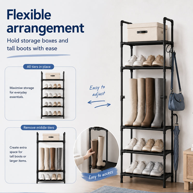 Load image into Gallery viewer, PORIYA 20/50 Pairs 10-Tier Shoe Rack Storage Shelf Metal Frame Stackable Shoe Organizer
