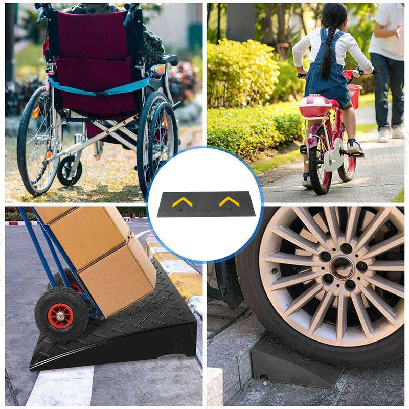 Load image into Gallery viewer, PORIYA Heavy Duty Rubber Curb Ramp 100x30x10cm Heavy Duty Kerb Driveway Threshold Ramp
