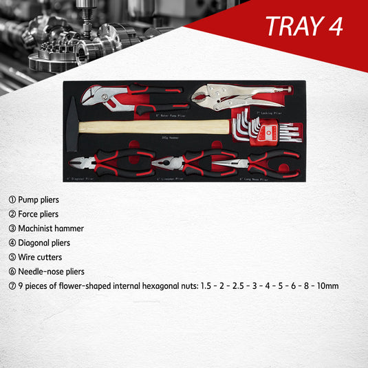 PORIYA 112pcs Tool Box Trolley Tool Set Portable Tool Kit DIY Hand Tool Set