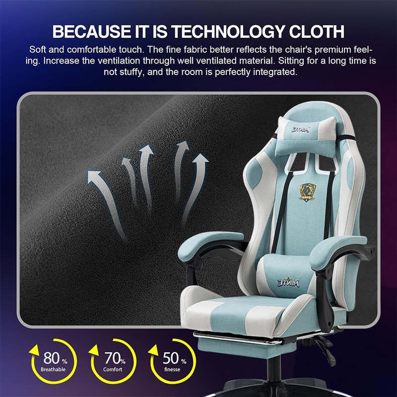 Load image into Gallery viewer, Technology Fabric Gaming Chair Racing Massage Leather Computer Seat Footrest
