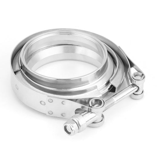 PORIYA 3" inch 76mm V-Band Vband Clamp Stainless Steel Flange Exhaust Pipe Tailpipe 2x