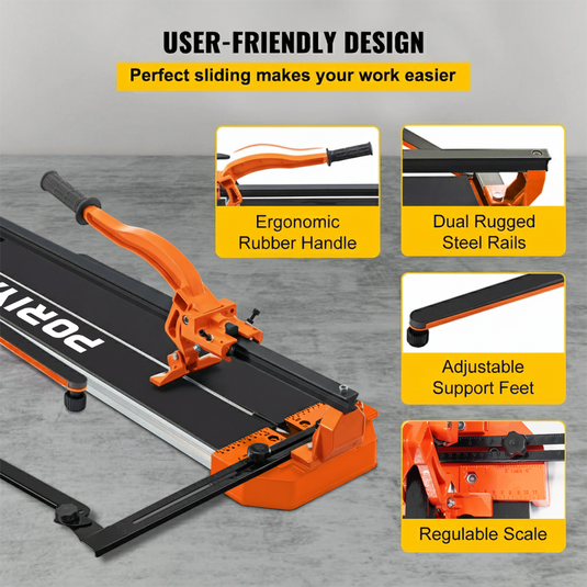 PORIYA Tile Cutter 600mm Cutting Tool w/ Laser Guide Single Rail Double Brackets