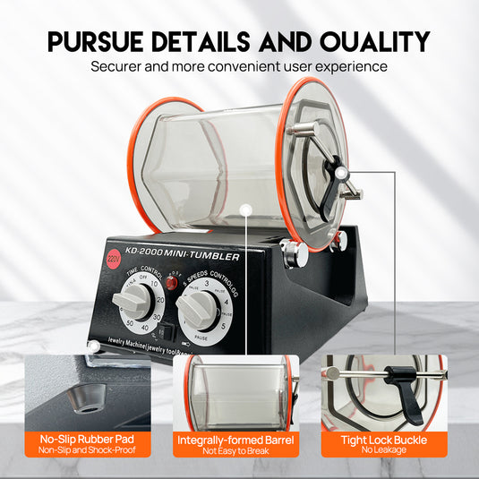 PORIYA 3/5KG Jewelry Surface Polisher Rotary Polisher Gem DIY Tumbler Finish Machine