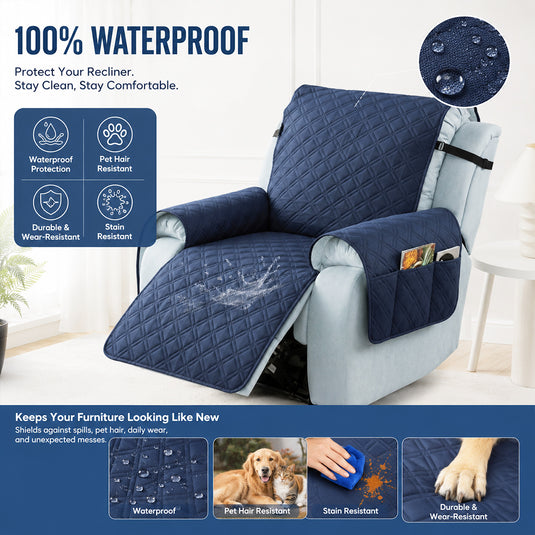 PORIYA 100% Waterproof Recliner Chair Cover Non Slip Recliner Covers for Recliner Chair
