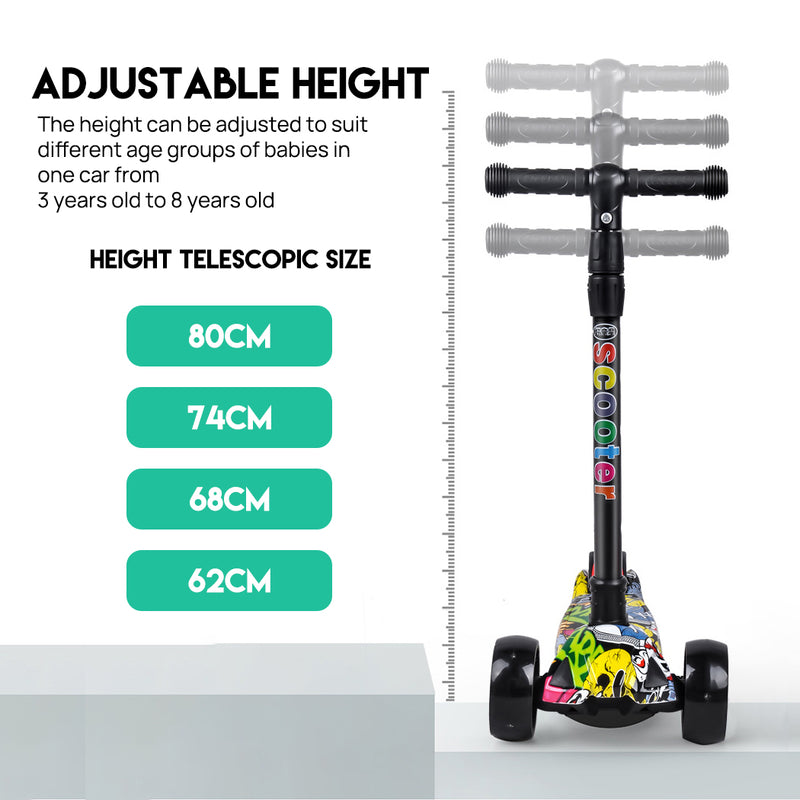 Load image into Gallery viewer, PORIYA Foldable Kids Scooter Adjustable Height Flashing LED Lights 3 Wheels Kick Push
