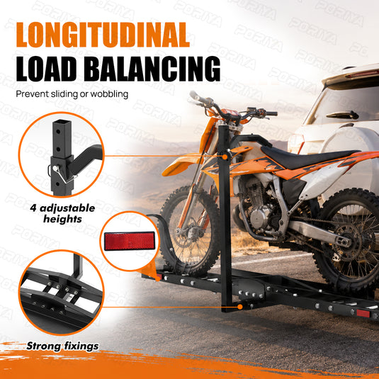 PORIYA Motorcycle Motorbike Carrier Rack 2" Towbar Arm Rack Dirt Bike Ramp Steel