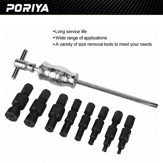 PORIYA 9pcs Inner Bearing Puller Set Slide Hammer Internal Blind Hole Remover Tool Kit