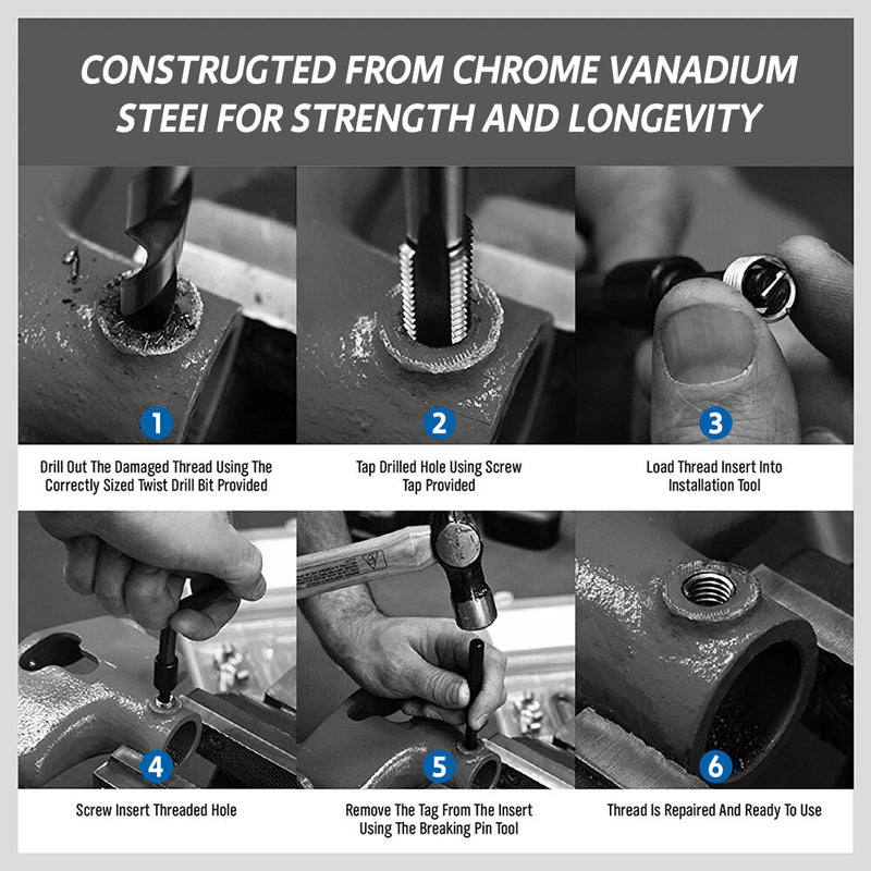 Load image into Gallery viewer, PORIYA Metric Thread Repair Insert Kit Helicoil Coil Tool M5/M6/M8/M10/M12 131/338pcs
