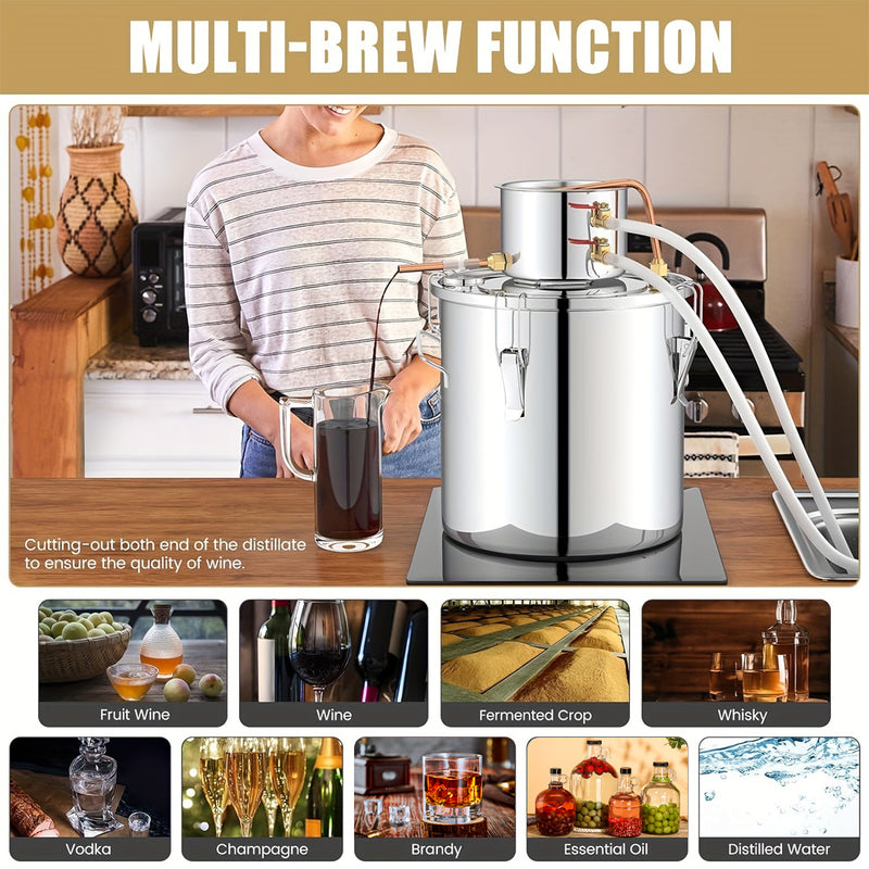 Load image into Gallery viewer, PORIYA Alcohol Distiler 12/19/30/50L Water Wine Brew Copper Coil Moonshinestill w/ Pump
